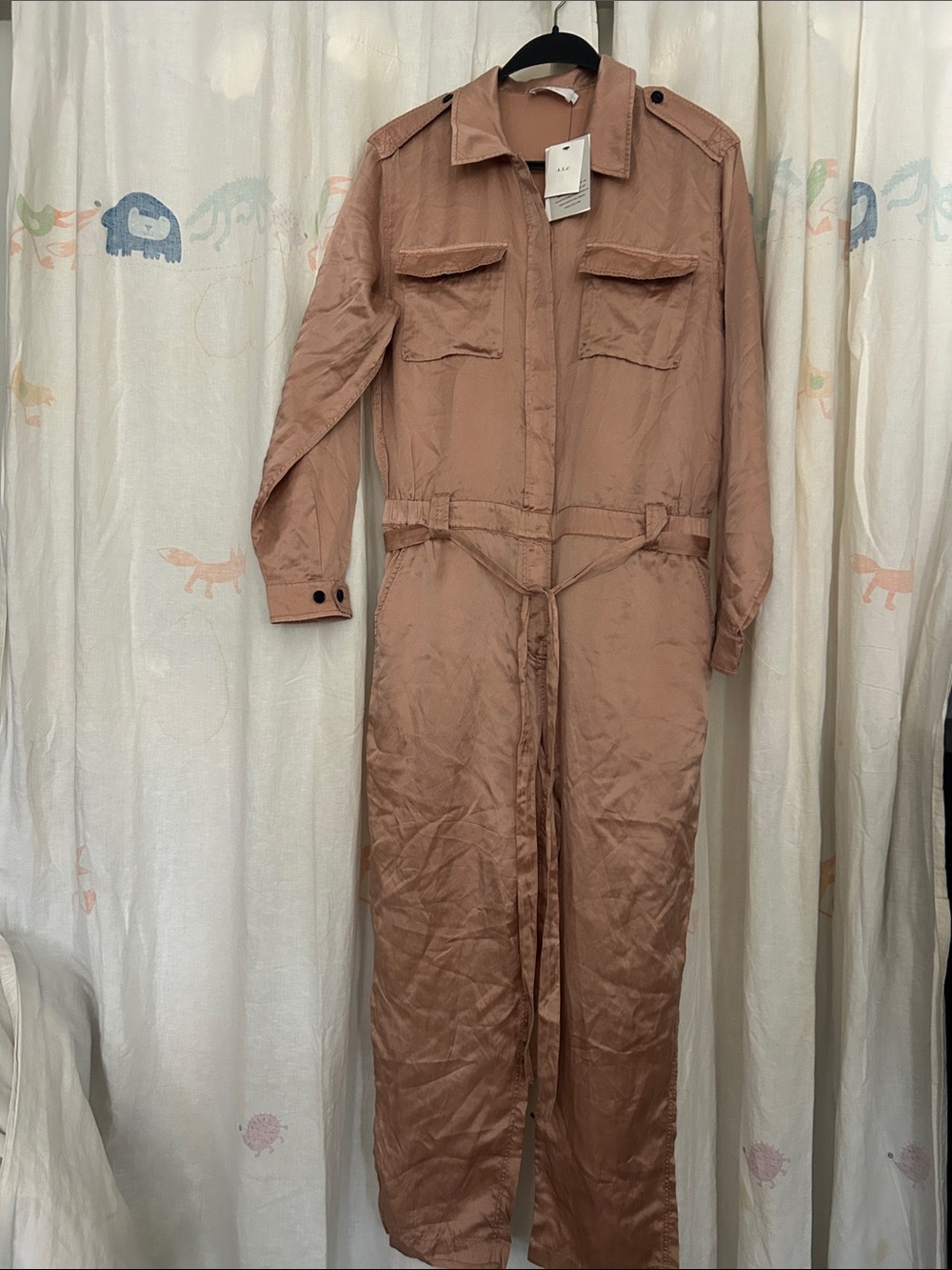 A.L.C. Rose Tan Utility Jumpsuit L